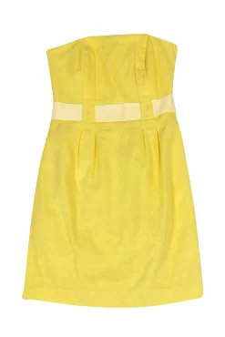 Lilly Pulitzer - Strapless Yellow Textured Dress Sz 4