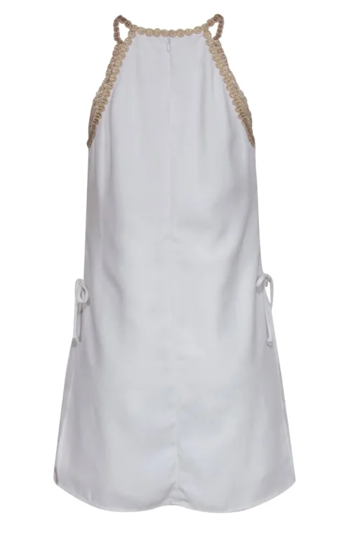 Lilly Pulitzer - White & Gold Embroidered Sleeveless Romper w/ Overlay Sz 6