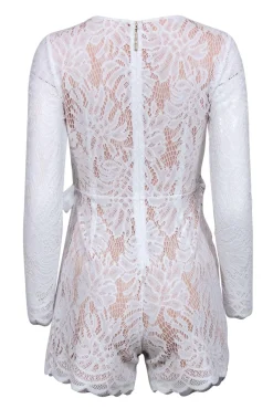 Lilly Pulitzer - White Lace Long Sleeve Mini Wrap Romper Sz XS