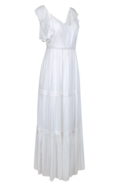 Lilly Pulitzer - White Tired "Ivie" Maxi w/ Lace Trim & Ruffle Sleeves Sz 4