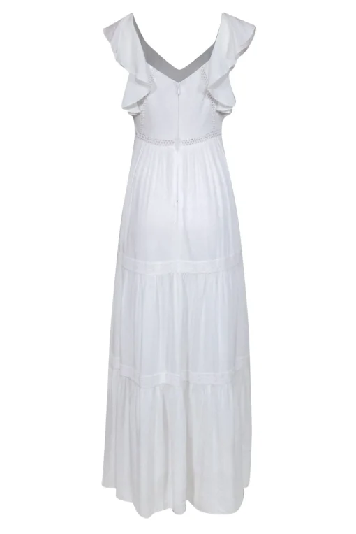 Lilly Pulitzer - White Tired "Ivie" Maxi w/ Lace Trim & Ruffle Sleeves Sz 4
