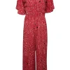 Lily and Lionel x Anthropologie - Red Cropped Sleeve Celestial Jumpsuit Sz XS