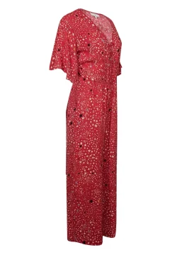 Lily and Lionel x Anthropologie - Red Cropped Sleeve Celestial Jumpsuit Sz XS