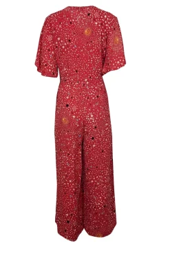 Lily and Lionel x Anthropologie - Red Cropped Sleeve Celestial Jumpsuit Sz XS