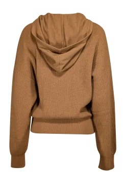 Lilysilk - Toffee Brown Cashmere Sweater w/ Detachable Hood Sz M