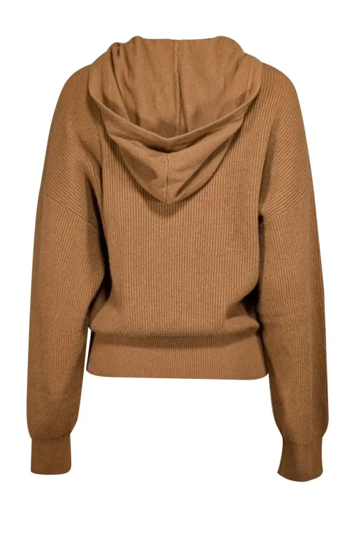 Lilysilk - Toffee Brown Cashmere Sweater w/ Detachable Hood Sz M