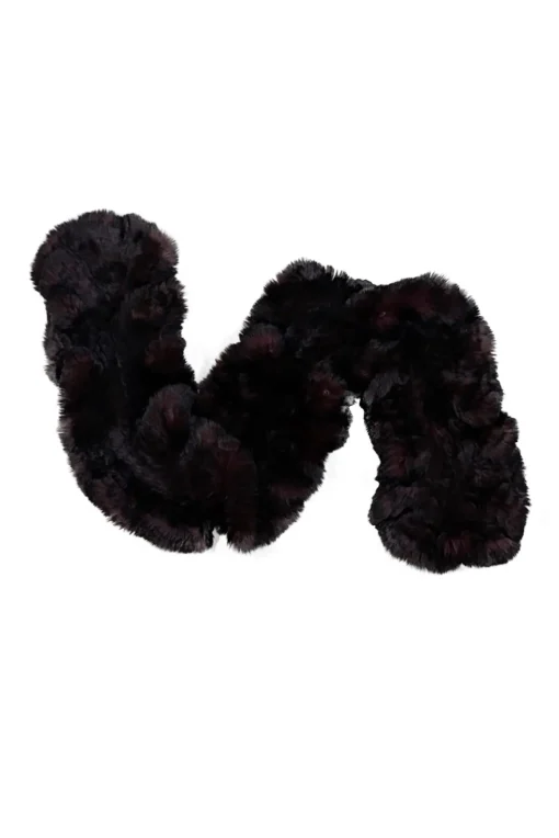Linda Richards - Maroon & Black Rabbit Fur Scarf