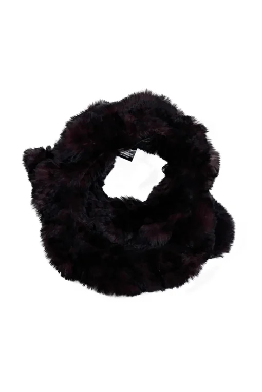 Linda Richards - Maroon & Black Rabbit Fur Scarf
