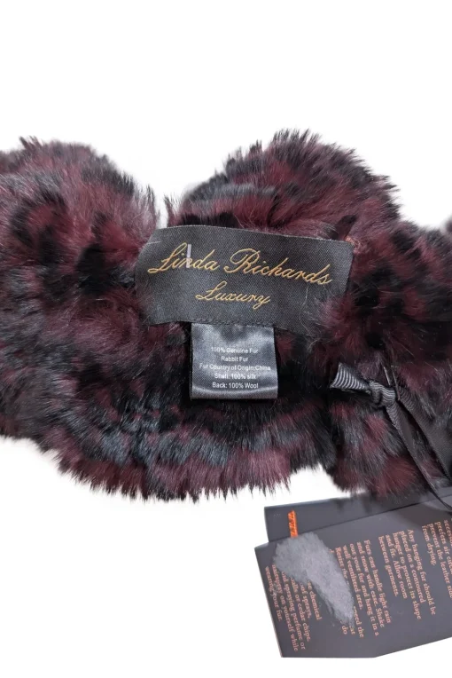 Linda Richards - Maroon & Black Rabbit Fur Scarf