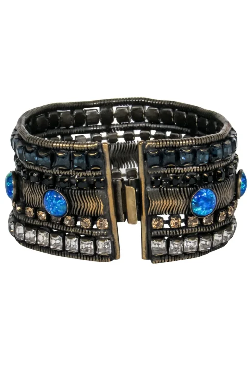 Lionette - Bronze Jeweled Wide Bracelet