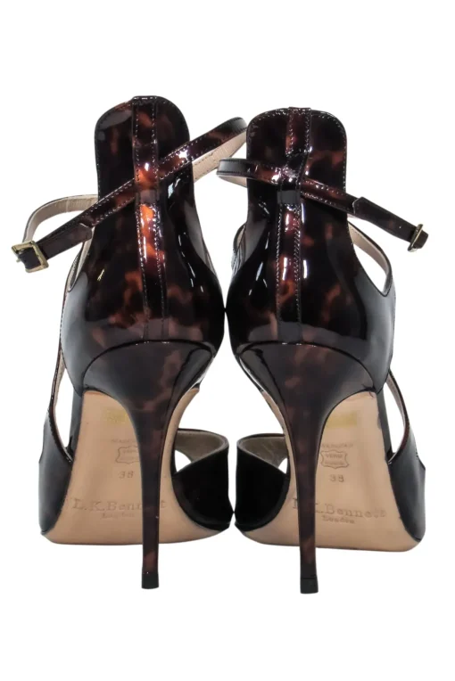 L.K. Bennett - Brown Leather Tortoise Shell Peep-Toe Pumps Sz 8