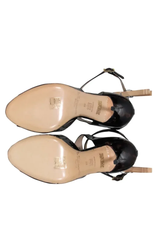 L.K. Bennett - Brown Leather Tortoise Shell Peep-Toe Pumps Sz 8