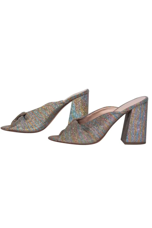 Loeffler Randall - Multicolor Glitter Twisted Block Heel Mules Sz 7.5