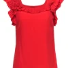 Loeffler Randall - Red Silk Ruffle Top Sz 0