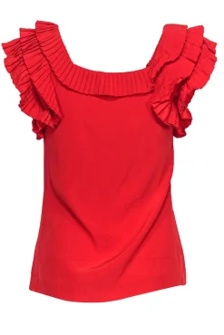 Loeffler Randall - Red Silk Ruffle Top Sz 0