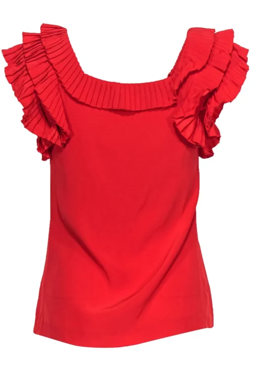 Loeffler Randall - Red Silk Ruffle Top Sz 0