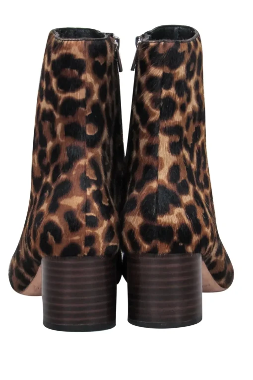 Loeffler Randall - Tan & Black Leopard Print Calf Hair Block Heel Booties Sz 6.5