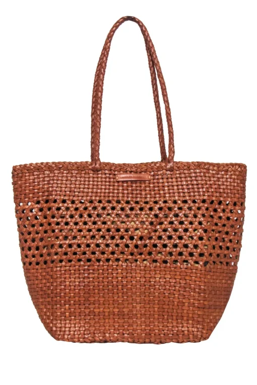 Loeffler Randall - Tan Woven "Maya" Handbag w/ Leopard Tie Detail