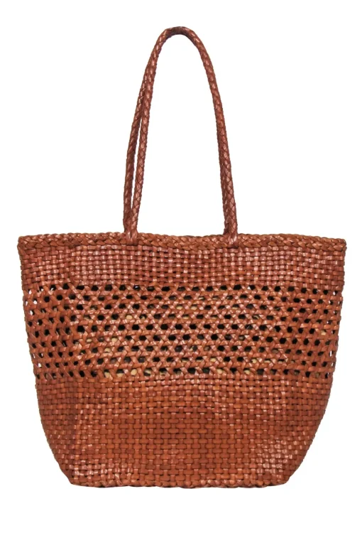 Loeffler Randall - Tan Woven "Maya" Handbag w/ Leopard Tie Detail