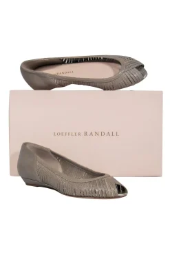 Loeffler Randall - Taupe Open Toe Leather Flats Sz 7