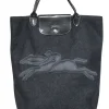 Longchamp - Dark Grey Wool Snap “Victoire” Tote w/ Embroidered Logo