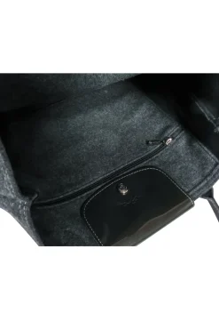 Longchamp - Dark Grey Wool Snap “Victoire” Tote w/ Embroidered Logo