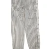 Longchamp - Off-White & Green Striped Silk Pants w/ Logo Appliques Sz 4