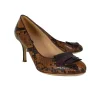 Longchamp - Tan & Brown Embossed Pumps Sz 7