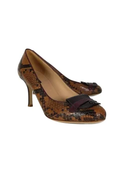 Longchamp - Tan & Brown Embossed Pumps Sz 7