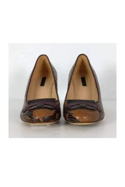Longchamp - Tan & Brown Embossed Pumps Sz 7