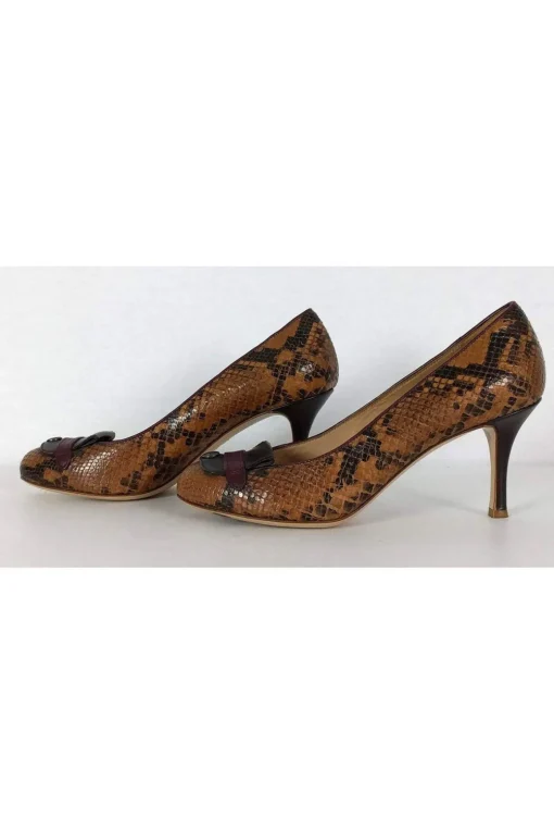 Longchamp - Tan & Brown Embossed Pumps Sz 7