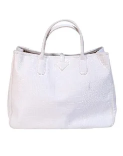 Longchamp - White Embossed Patent Leather Handbag