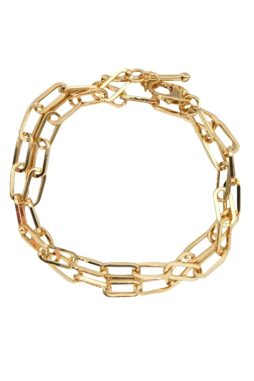 Loren Stewart - Gold Plated Double Wrap Toggle Bracelet