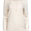 Loro Piana - Ivory Cashmere Turtle Neck Quarter Button Sweater Sz 6