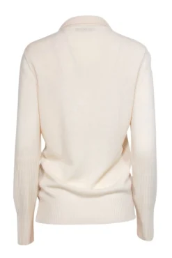 Loro Piana - Ivory Cashmere Turtle Neck Quarter Button Sweater Sz 6