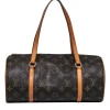 Louis Vuitton - Brown Leather Barrel-Style Bag w/ Mini Pouch