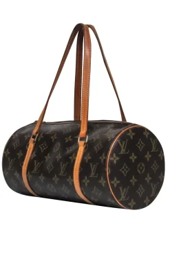 Louis Vuitton - Brown Leather Barrel-Style Bag w/ Mini Pouch