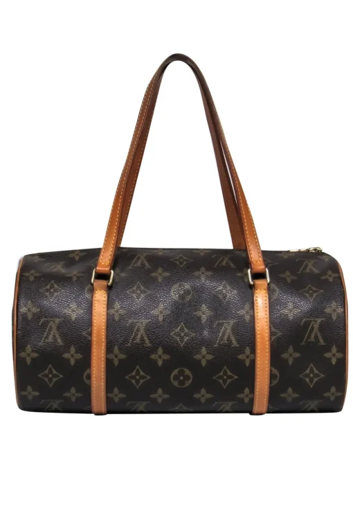 Louis Vuitton - Brown Leather Barrel-Style Bag w/ Mini Pouch