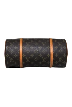 Louis Vuitton - Brown Leather Barrel-Style Bag w/ Mini Pouch