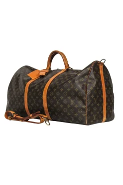 Louis Vuitton - Brown Monogram Bandoulière Keepall 60 w/ Luggage Tag