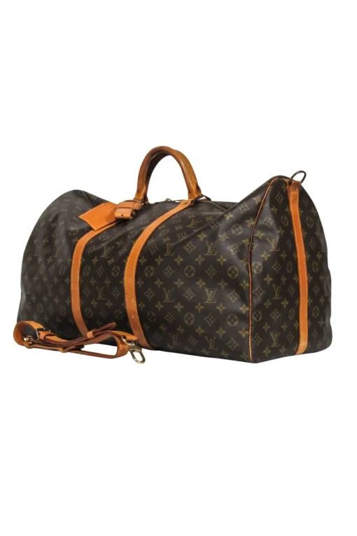 Louis Vuitton - Brown Monogram Bandoulière Keepall 60 w/ Luggage Tag