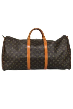 Louis Vuitton - Brown Monogram Bandoulière Keepall 60 w/ Luggage Tag