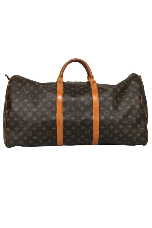 Louis Vuitton - Brown Monogram Bandoulière Keepall 60 w/ Luggage Tag