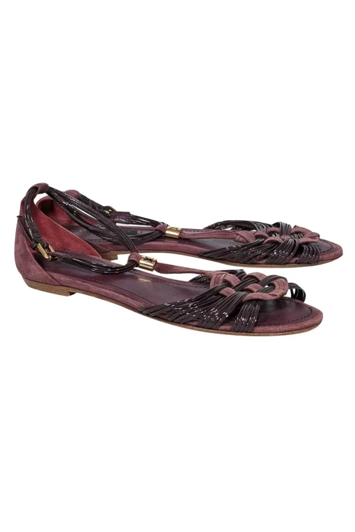 Louis Vuitton - Plum Purple Leather & Suede Strappy Sandals Sz 9