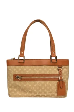 Louis Vuitton - Tan & Beige Logo Midsize Tote Purse