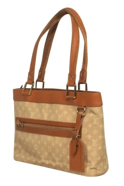 Louis Vuitton - Tan & Beige Logo Midsize Tote Purse
