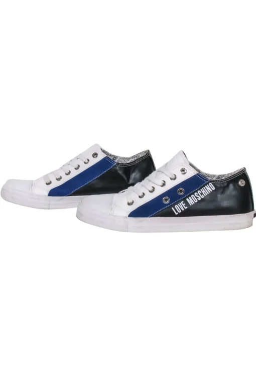 Love Moschino - White, Blue, & Black Lace Up Sneaker Sz 8