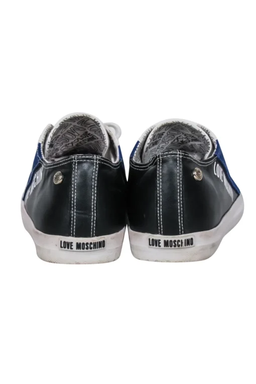 Love Moschino - White, Blue, & Black Lace Up Sneaker Sz 8