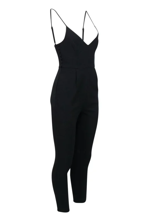 Lovers + Friends - Black Sleeveless Button Detail Jumpsuit Sz XS