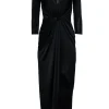 Lovers + Friends - Black Stretch Waist Knot Deep V Formal Dress Sz S